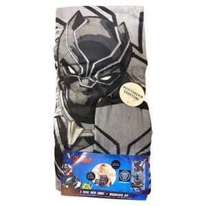 Black Panther 2-Piece Bath Towel & Washcloth Set 100% Cotton Marvel Avengers